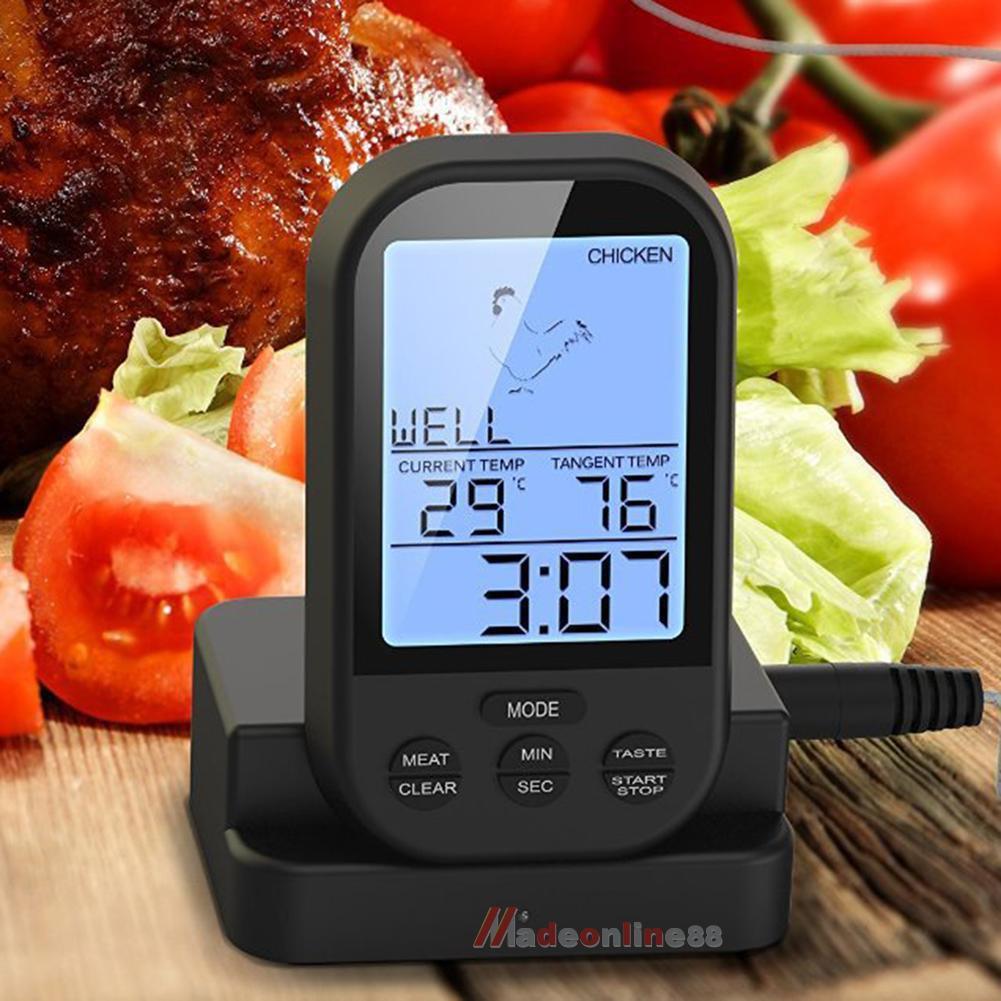 New Wi-fi LCD Remote Thermometer For BBQ Grill Meat Kitchen Oven Meals Cooking