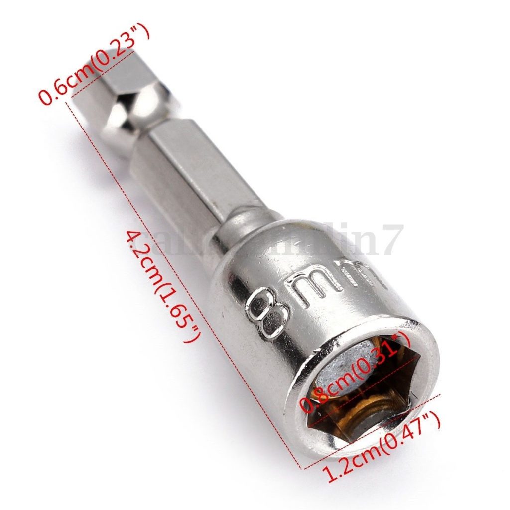 5PCS 42mill Lengthy Silver Tone 8mm Magnetic Hex Shank Head Drive ...