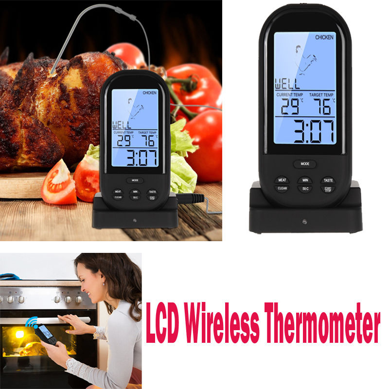 Digital LCD Wi-fi Remote Kitchen Oven Meals Cooking Meat BBQ Grill Thermometer
