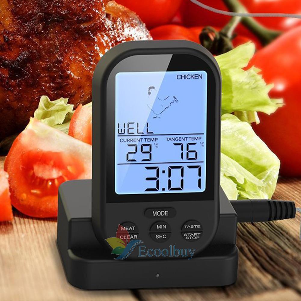 Digital LCD Wi-fi Remote Probe Meat Thermometer BBQ Oven Grill Smoker Cooking
