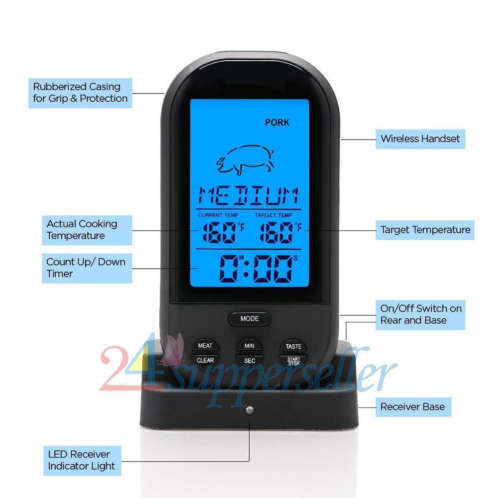 Wi-fi LCD Remote Thermometer For BBQ Grill Meat Kitchen Oven Meals Cooking UK - Image 2