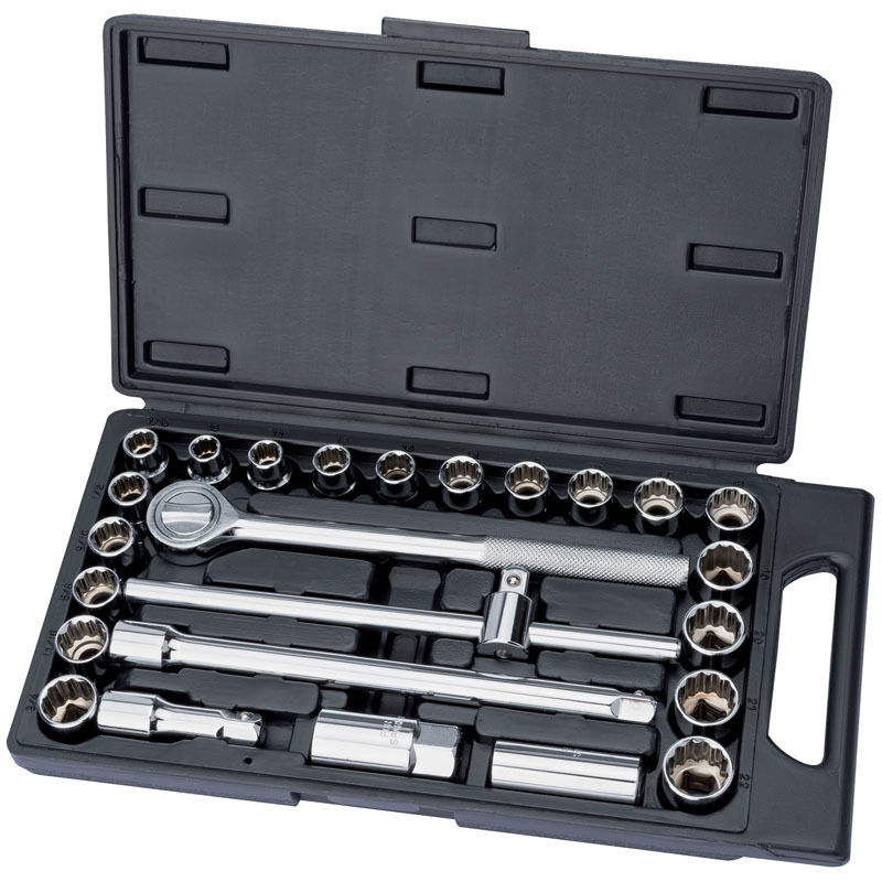 HEAVY DUTY DRAPER 25PC 1/2" DRIVE MM AF IMPERIAL METRIC SOCKET RATCHET SET