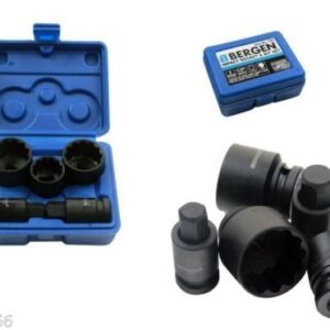 VW AUDI 5pc HUB-NUT SOCKET /BIT SET 24 30 32millimetre 12pt Sockets 14millimetre17millimetre Hex Bits
