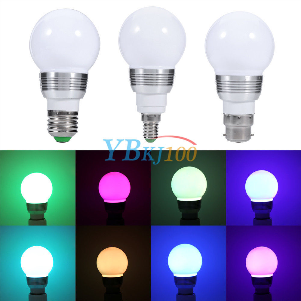 3W/10W E27/E14/B22 RGB LED Light Color Changing Lamp Bulb+Remote Control 85-265V
