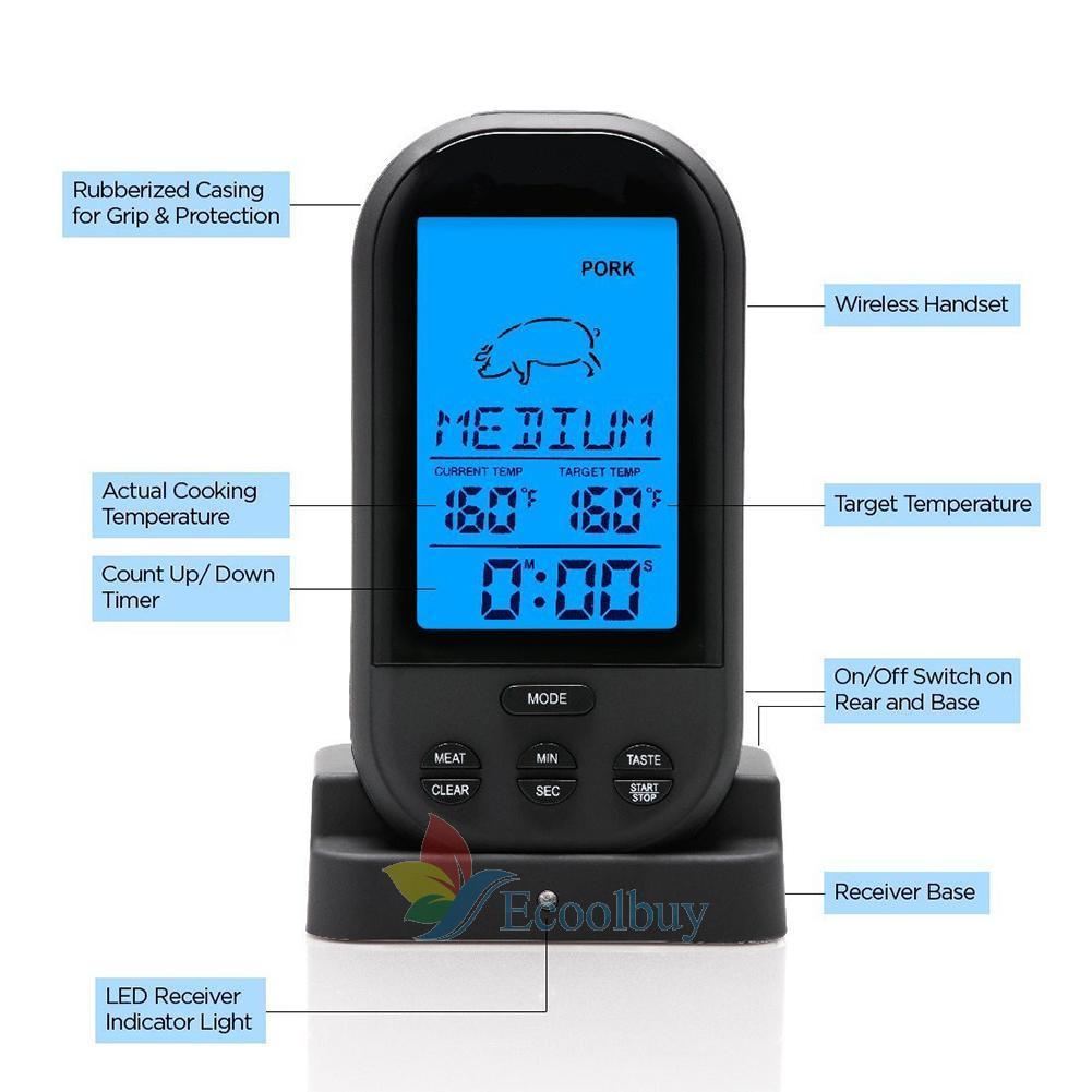Digital LCD Wi-fi Remote Probe Meat Thermometer BBQ Oven Grill Smoker Cooking - Image 4