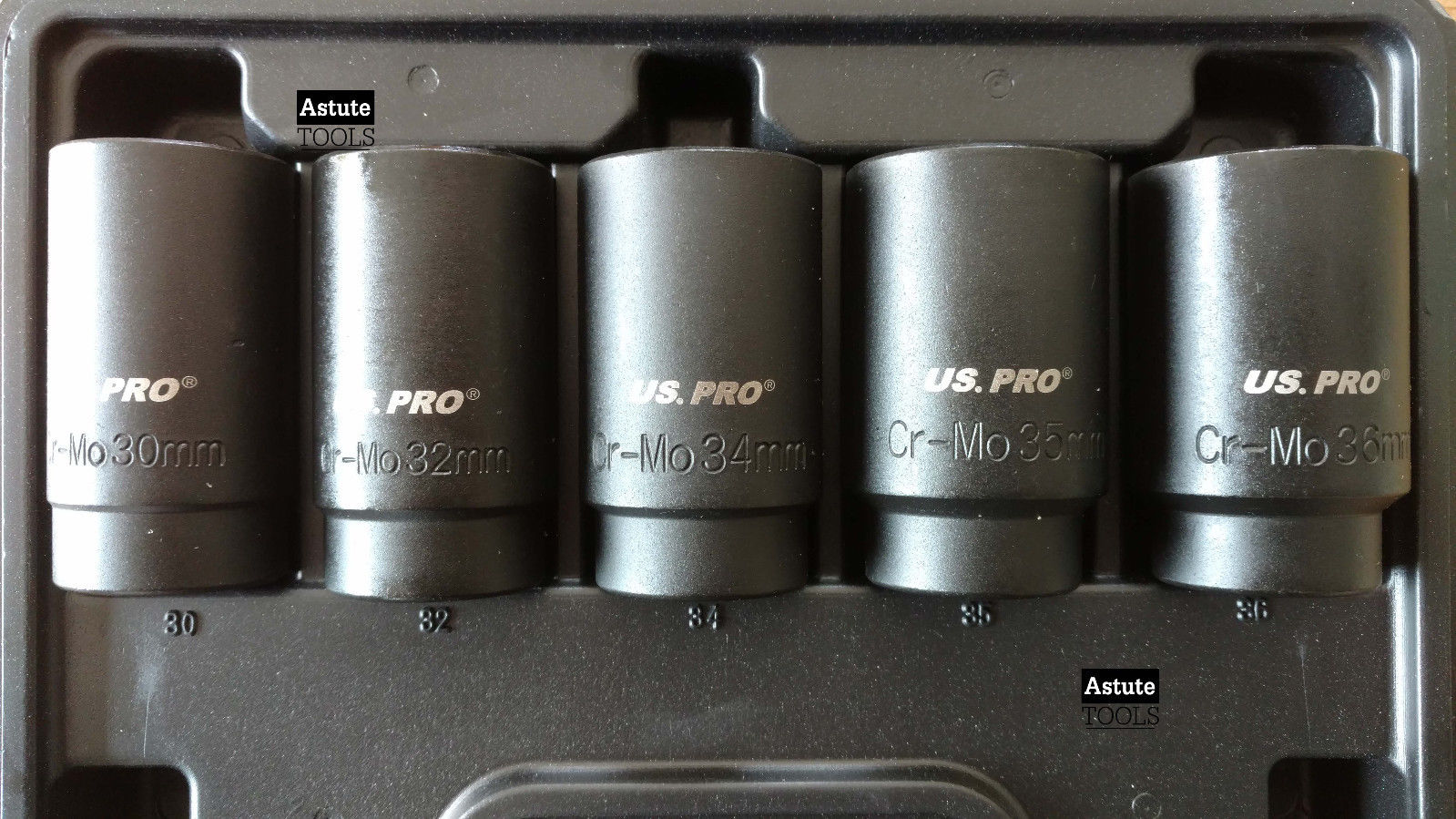 Deep Impact Hub Nut Sockets by US PRO half of" Drive 12 Degree Metric 30-36mill 5 Piece - Image 2