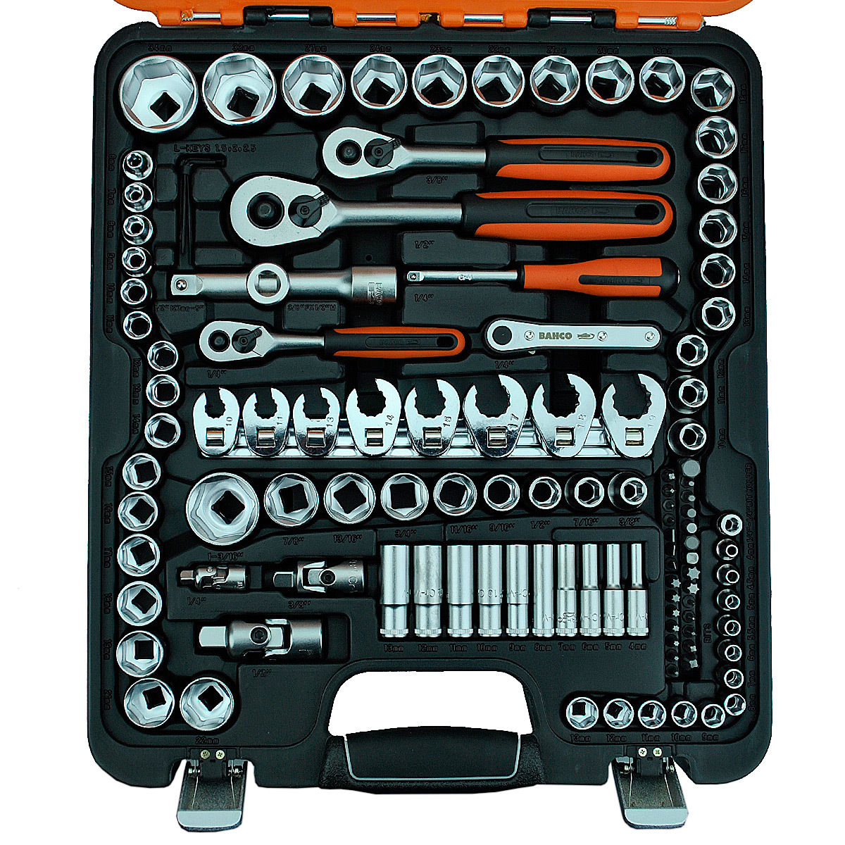BAHCO 138 1/four" three/eight" half of" Metric Ratchet Socket Set Quick/Deep + Spanners S138 - Image 3