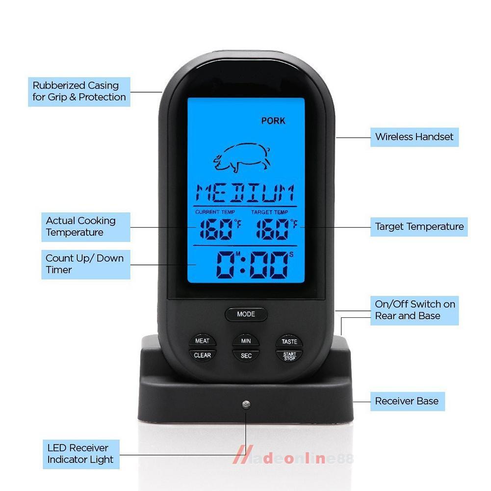 New Wi-fi LCD Remote Thermometer For BBQ Grill Meat Kitchen Oven Meals Cooking - Image 4