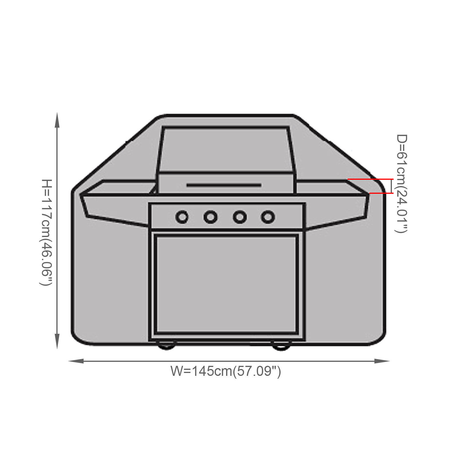 BBQ Cowl Heavy Responsibility Waterproof Rain Snow Barbecue Grill Out of doors Protector 145cm - Image 2