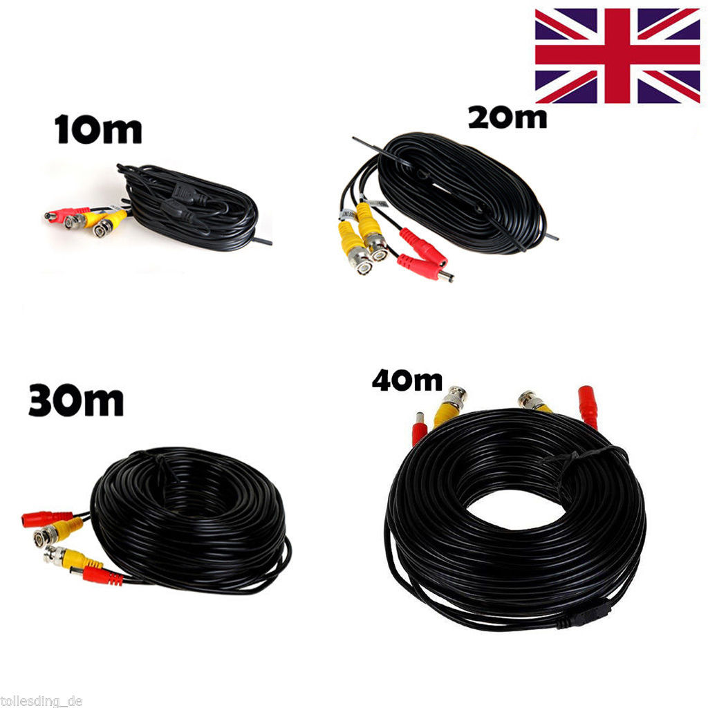 10M/M/30M/40M CCTV DVR surveillance Digicam Video Recorder DC Energy Cable BNC RCA