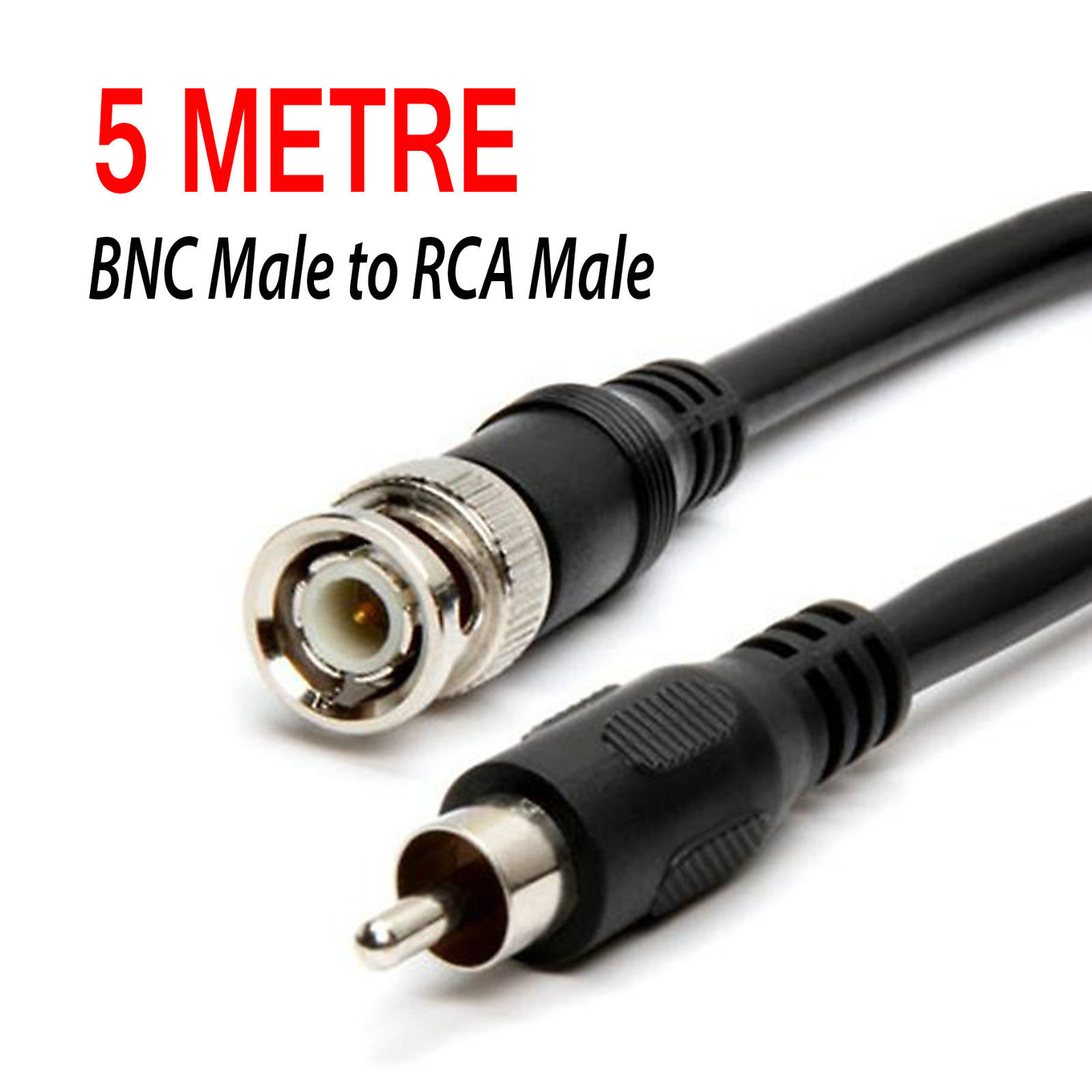 5m BNC To PHONO RCA Cable Video Lead CCTV DVR-input TV-output RG59 Coaxial