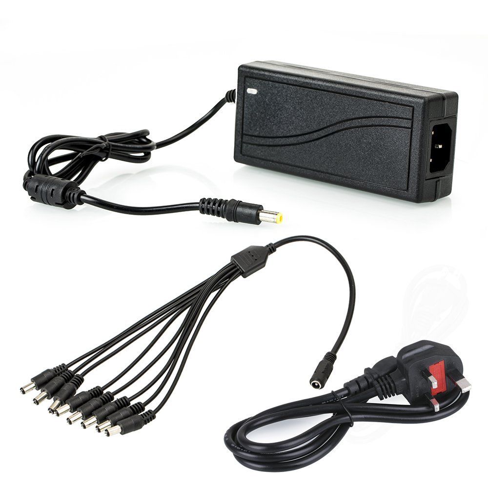 Adapter DC 12V 5A Energy Provide +eight Break up Energy Cable for CCTV alarm Digicam UK