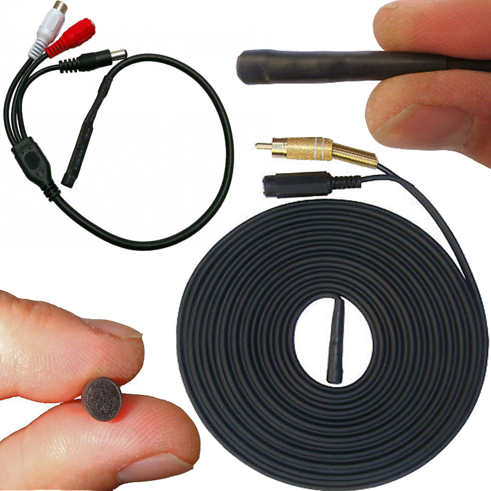 SENSITIVE CCTV MICROPHONE FOR SECURITY CAMERA DVR SOUND AUDIO RECORDING + CABLE - Image 4