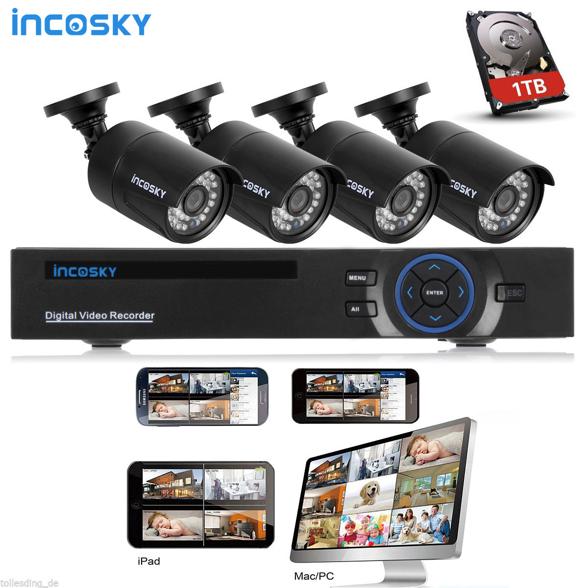 1TB HDD 8CH AHD HDMI DVR Outside 00TVL/1500TVL CCTV security Digicam System UK - Image 9