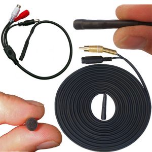 SENSITIVE CCTV MICROPHONE FOR SECURITY CAMERA DVR SOUND AUDIO RECORDING + CABLE