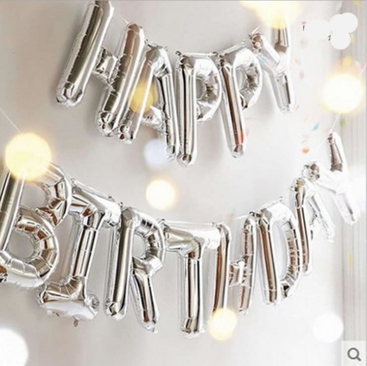 Self Inflating Glad Birthday Banner Balloon Bunting Gold / Silver Letters Foil - Image 4