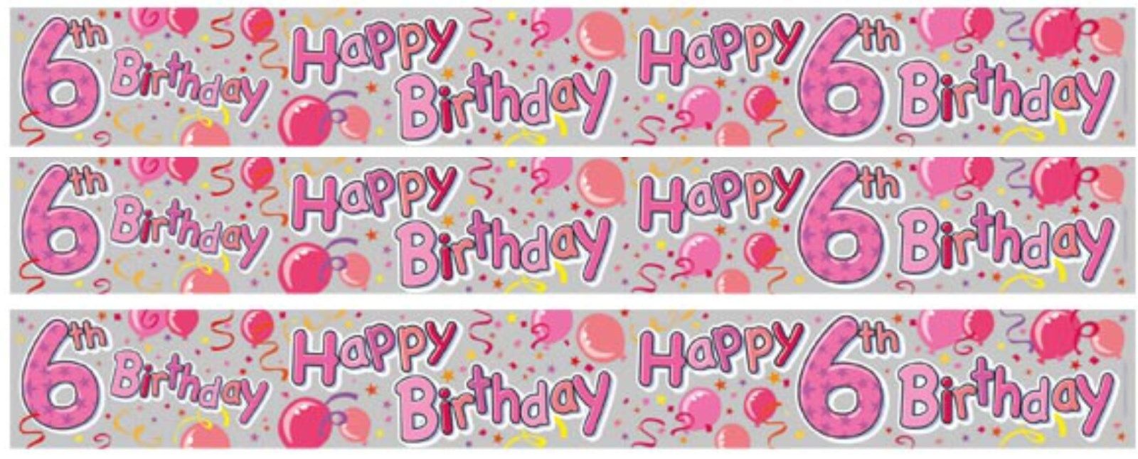 Exp Age 6 sixth Six Sixth Birthday Boy Lady Foil Birthday Banners Pink Blue - Image 3