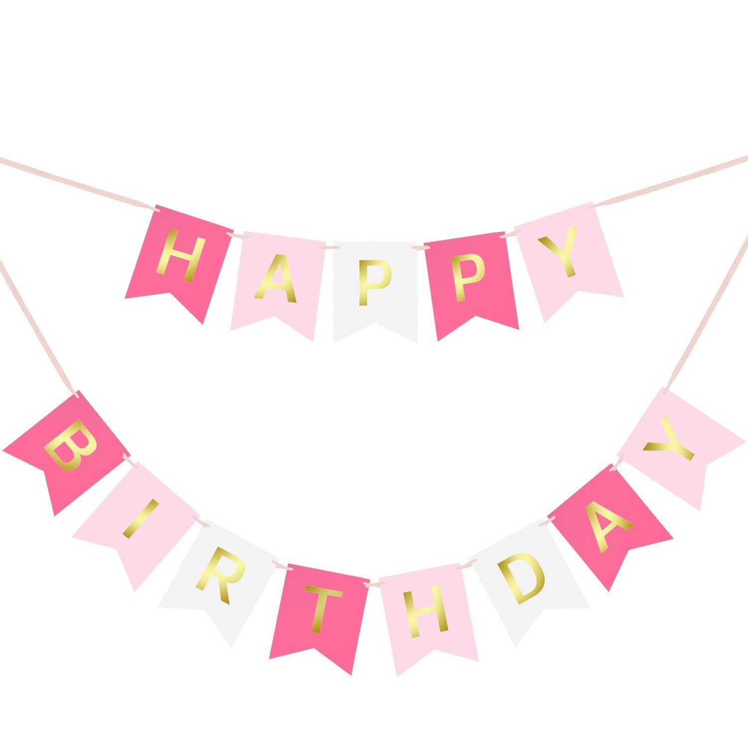 Pastel Completely satisfied Birthday Bunting Garland Gold Alphabet Occasion Hanging Banner Décor - Image 4