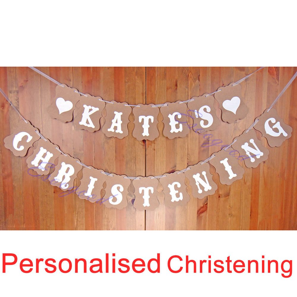 Handmade Personalised Christening Bunting Ornament Get together Banner Church