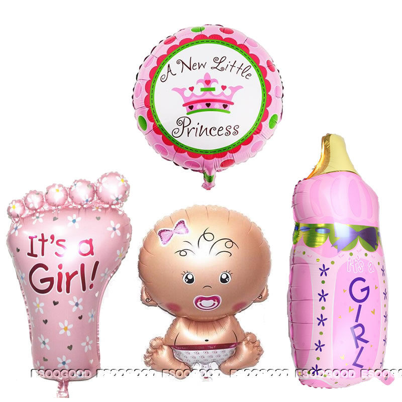 four Piece Foil Child Bathe Balloons Birthday Celebration Decorations Boy Lady Pink Blue - Image 3
