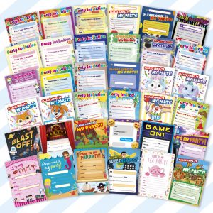 x Childrens Children Birthday Celebration Invites Invitations Box Pads Clean Boys Ladies