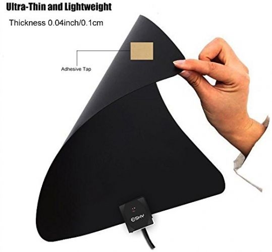 Extremely Skinny Indoor TV Antenna HDTV Aerial FM VHF UHF Sign Booster 10Ft Cable - Image 3