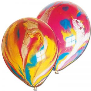 Rainbow Birthday Occasion Balloons FUNKY COLOURED Marble Impact Ornament