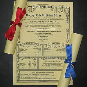 PARCHMENT SCROLL  Birthday current present souvenir reminiscence particular historical past momento