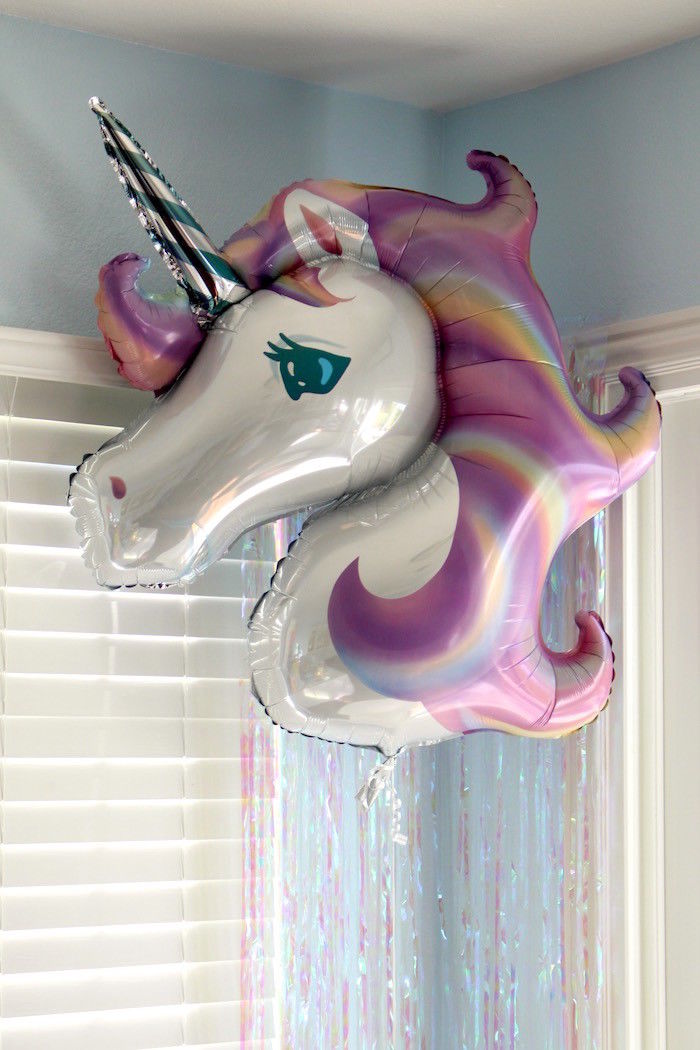 Supershape Rainbow Unicorn Head Foil Balloon Childrens Birthday Occasion Ornament - Image 2
