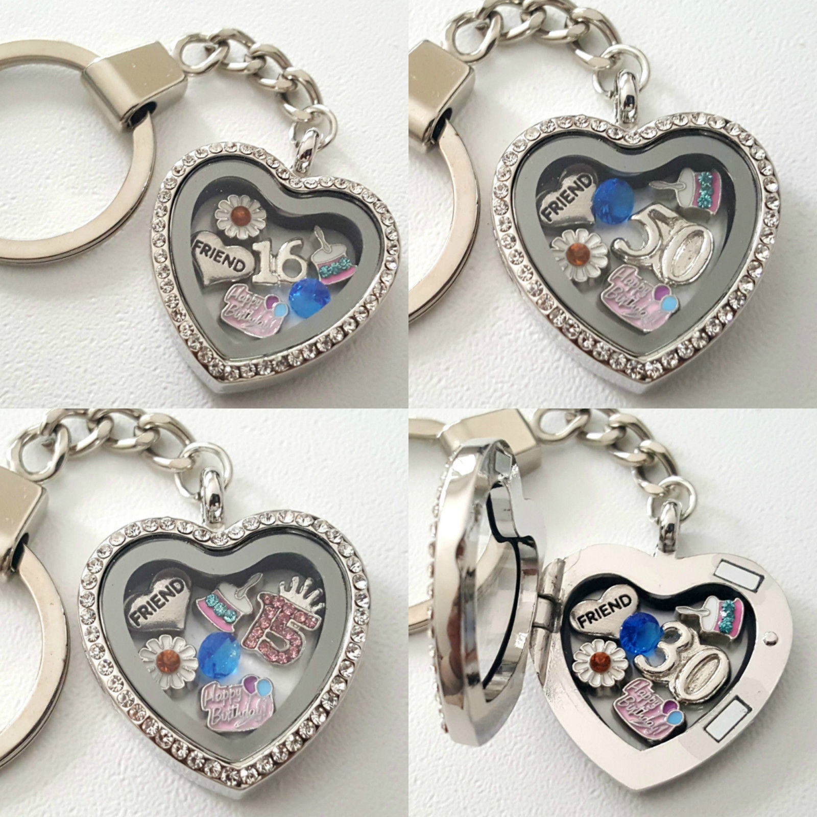 Personalised HAPPY BIRTHDAY Items Reminiscence Locket Keyring 15th 18th 21st 30th 40th - Image 2
