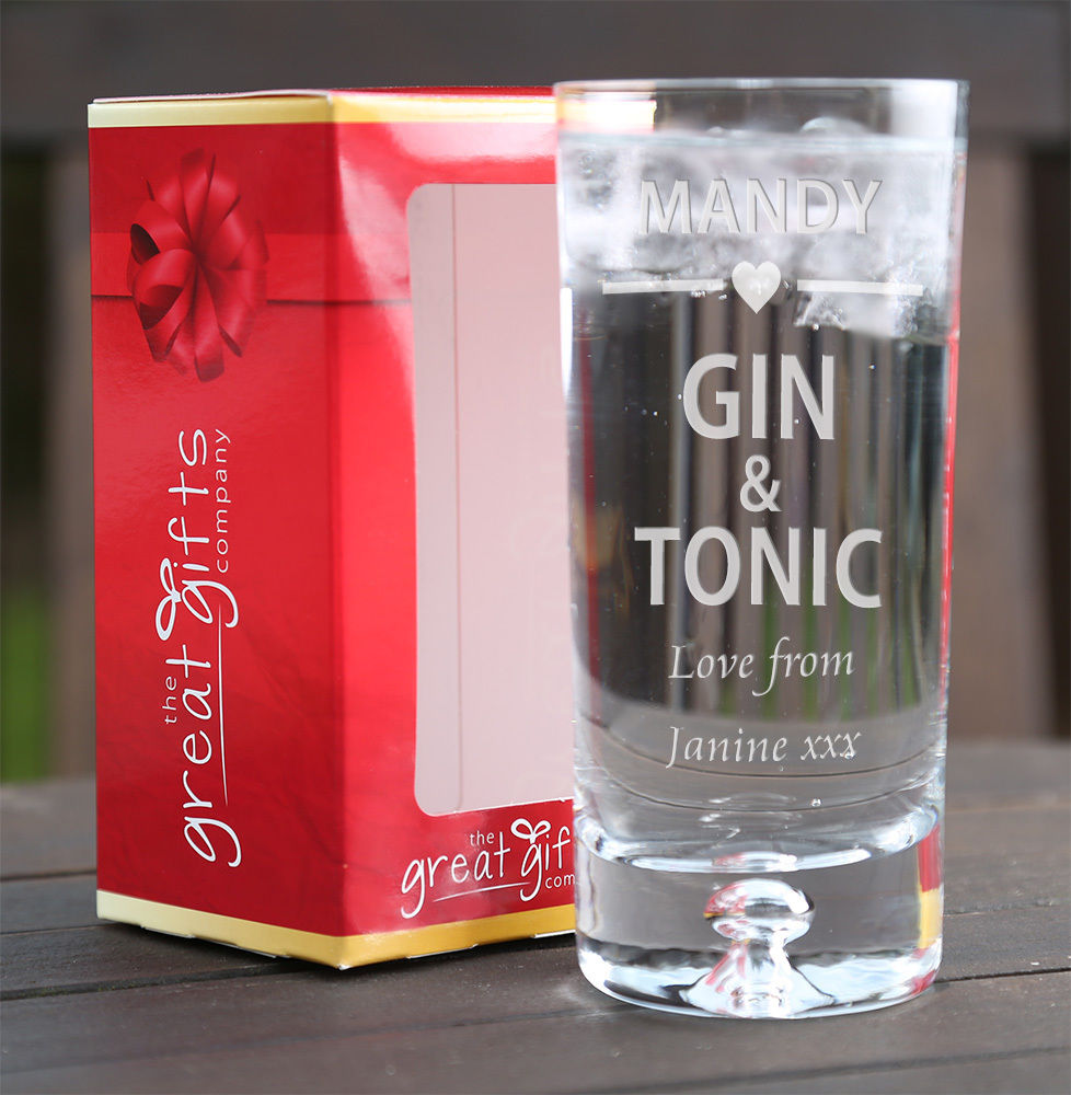 Personalised Engraved Boxed Gin & Tonic Glass Reward Birthday Christmas Coronary heart