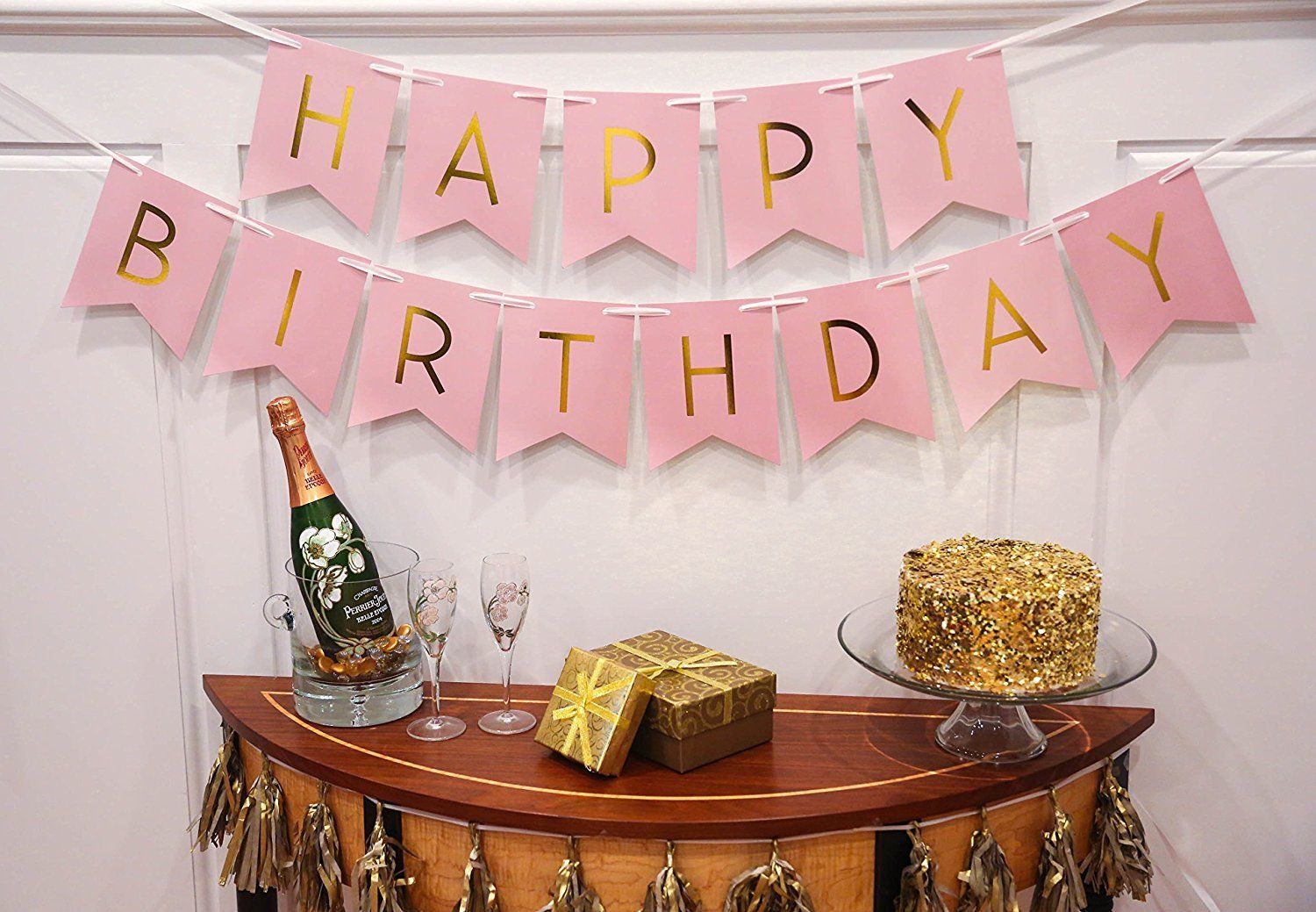 Pastel Completely satisfied Birthday Bunting Garland Gold Alphabet Occasion Hanging Banner Décor - Image 11