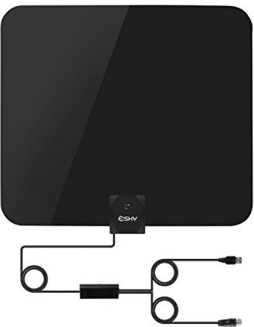 Extremely Skinny Indoor TV Antenna HDTV Aerial FM VHF UHF Sign Booster 10Ft Cable