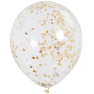 6 12" Clear Gold Confetti Crammed Balloons Marriage ceremony Birthday Celebration Decorations