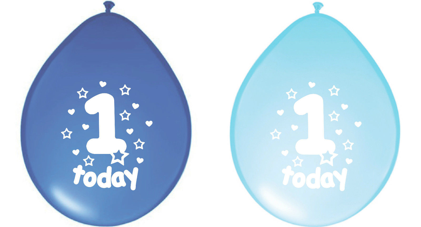 10 X 1ST BIRTHDAY/ AGE 1 BOY BALLOONS "1 TODAY" FIRST BIRTHDAY BALLOONS BLUE MIX