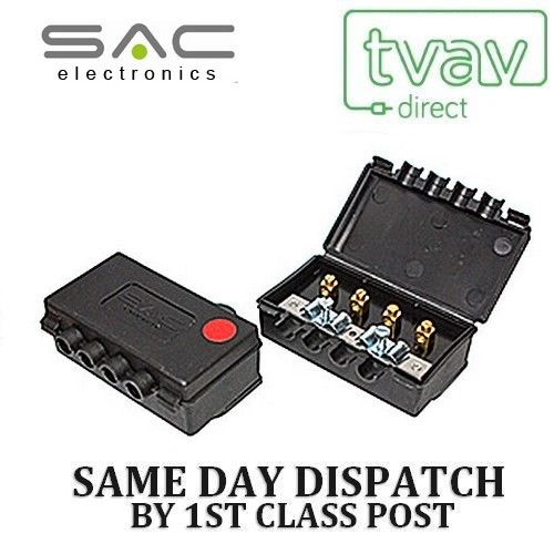 SAC three Manner Out of doors TV Aerial Splitter Freeview UHF DAB FM RED A10