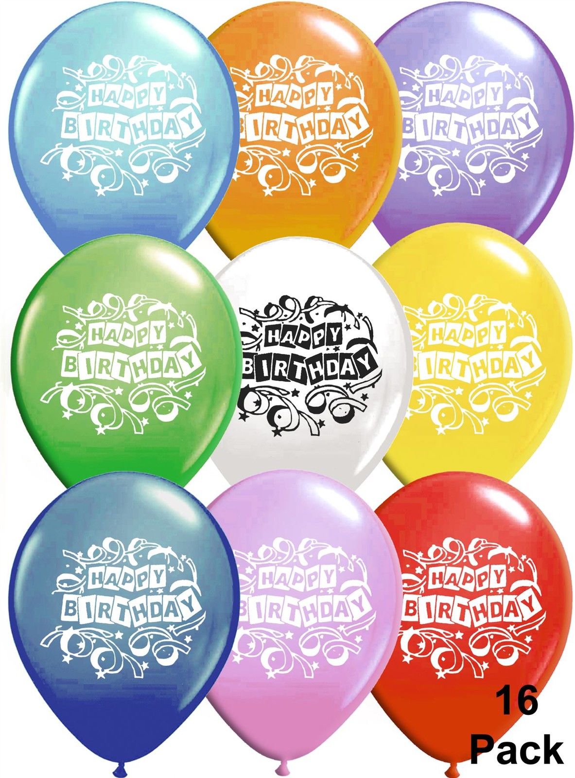 16 Assorted Multicolour Pink Blue Joyful Birthday Latex Balloons Social gathering Ornament