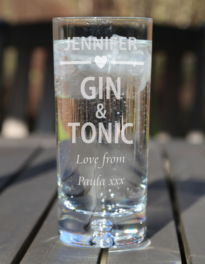 Personalised Engraved Boxed Gin & Tonic Glass Reward Birthday Christmas Coronary heart - Image 2