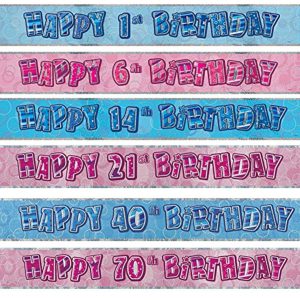 9ft Foil Banner Glitz Birthday Get together Decorations Banners Milestone Ages 13-100