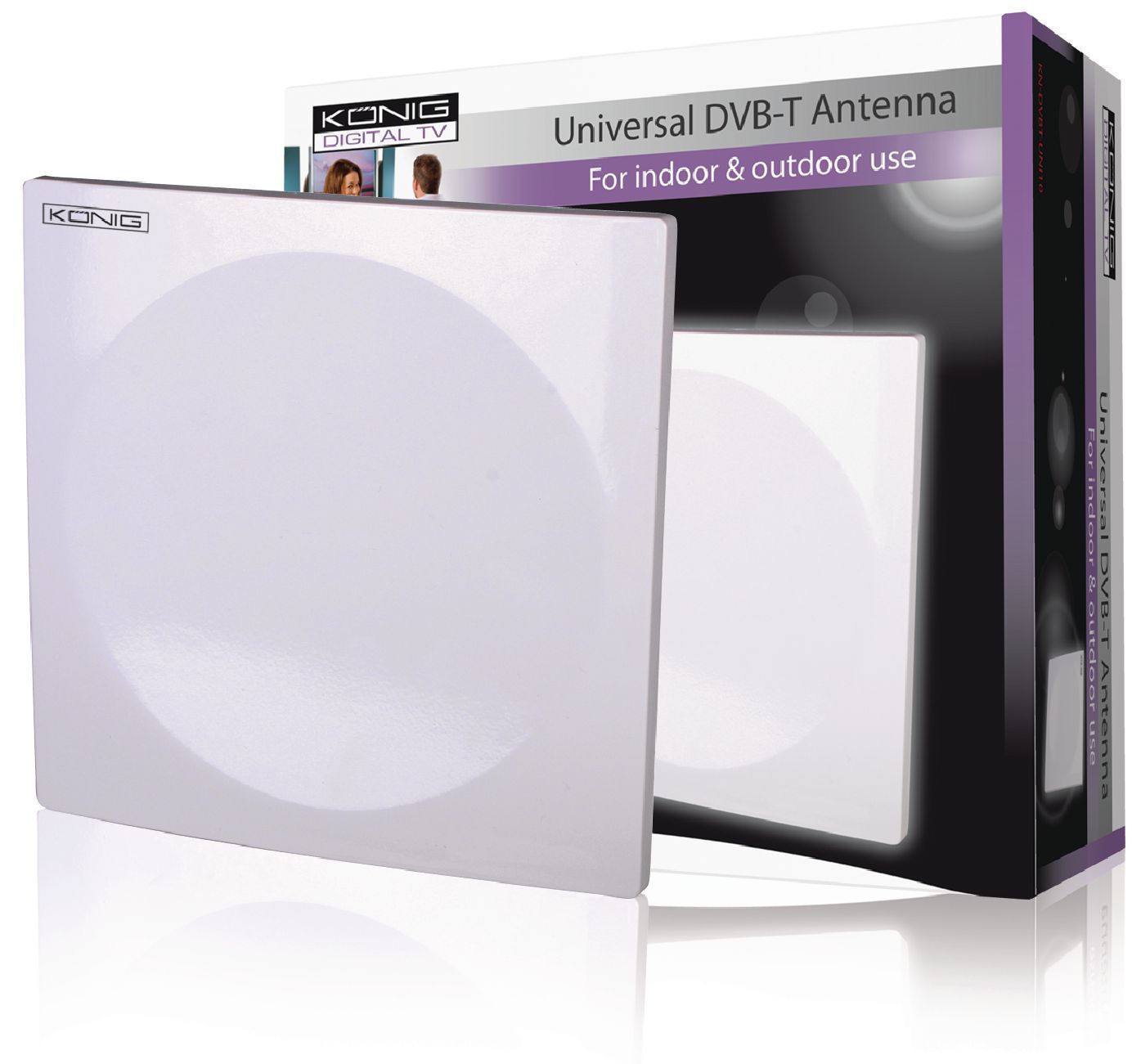Konig DVB-T Freeview Indoor or Outside Amplified TV/FM Antenna Aerial 18dB