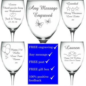 Personalised Engraved Wine Glass birthday marriage ceremony bridesmaid champagne wine #three