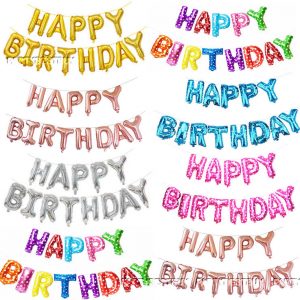GOLD PINK MULTI HAPPY BIRTHDAY SELF INFLATING BALLOON BANNER BUNTING PARTY DECOR