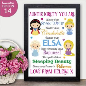 Disney Princess Personalised Souvenir Birthday Presents for Auntie Aunty Aunt