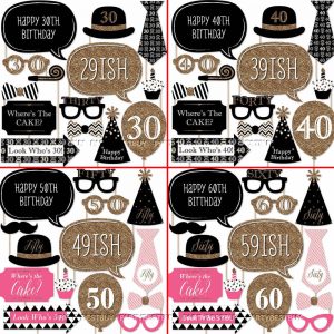 PCS 30th 40th 50th 60th Birthday Celebration Photograph Sales space Props on Stick Pictures