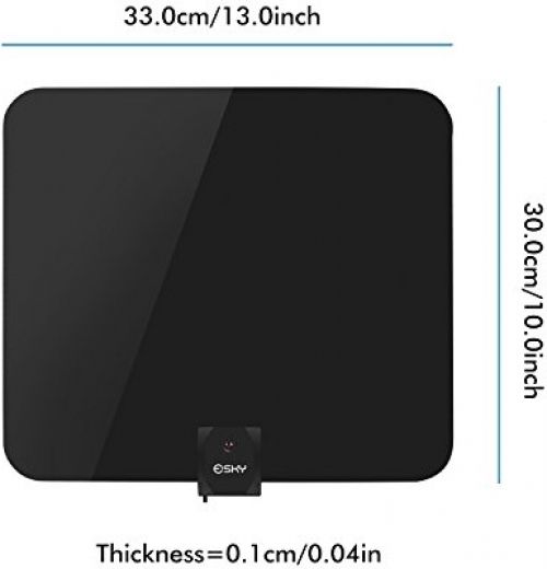Extremely Skinny Indoor TV Antenna HDTV Aerial FM VHF UHF Sign Booster 10Ft Cable - Image 2