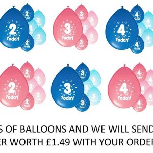 10 x BIRTHDAY BALLOONS AGES 1 2 three four 5 PINK & BLUE PARTY DECORATION BOY/GIRL (PA)