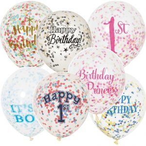 6 12" Clear Confetti Crammed Balloons Birthday Social gathering Wedding ceremony Decorations Woman Boy