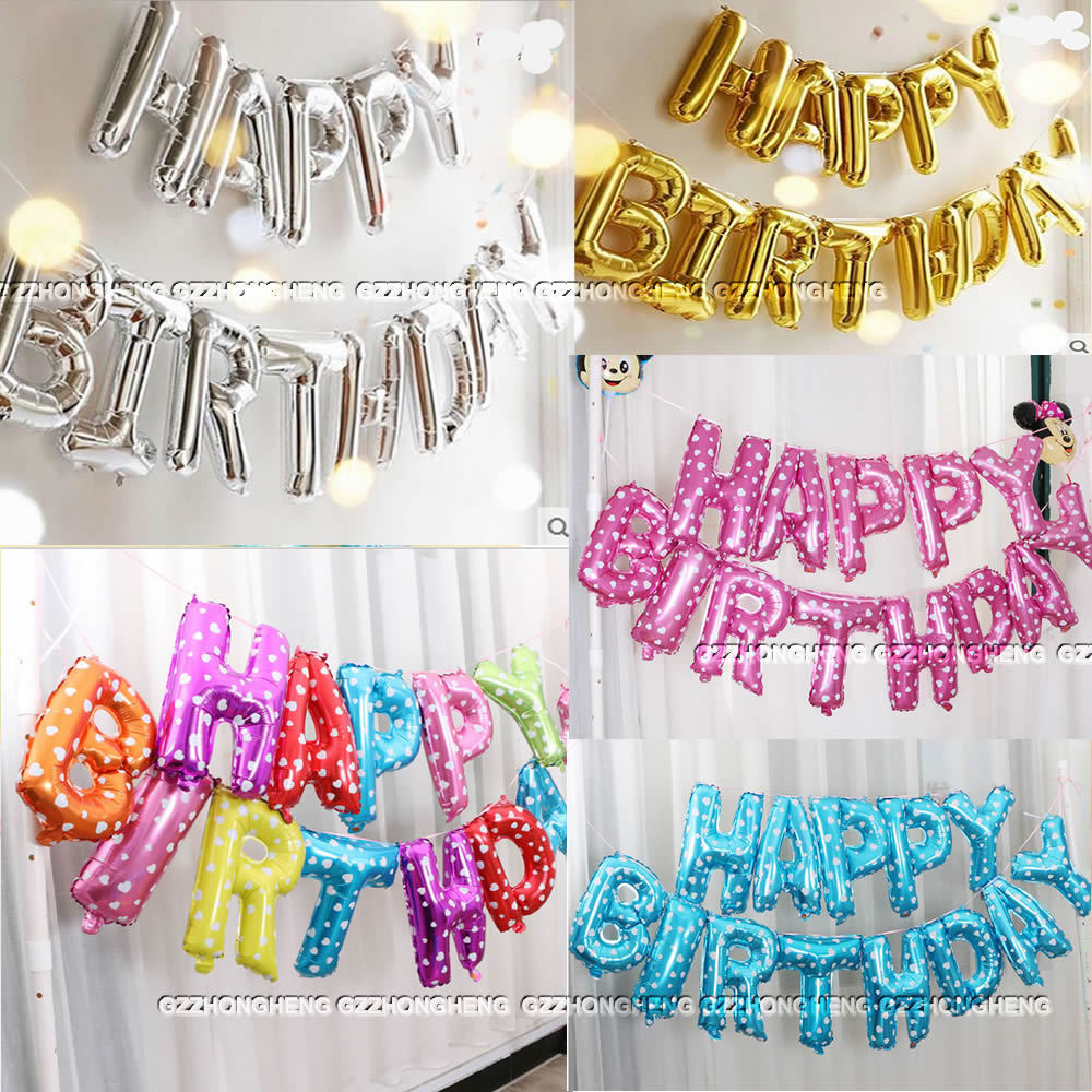 Self Inflating Glad Birthday Banner Balloon Bunting Gold / Silver Letters Foil