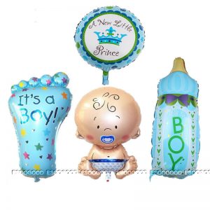 4PCS BOY Foil Helium Balloon for new child Child Bathe Christening Birthday Get together