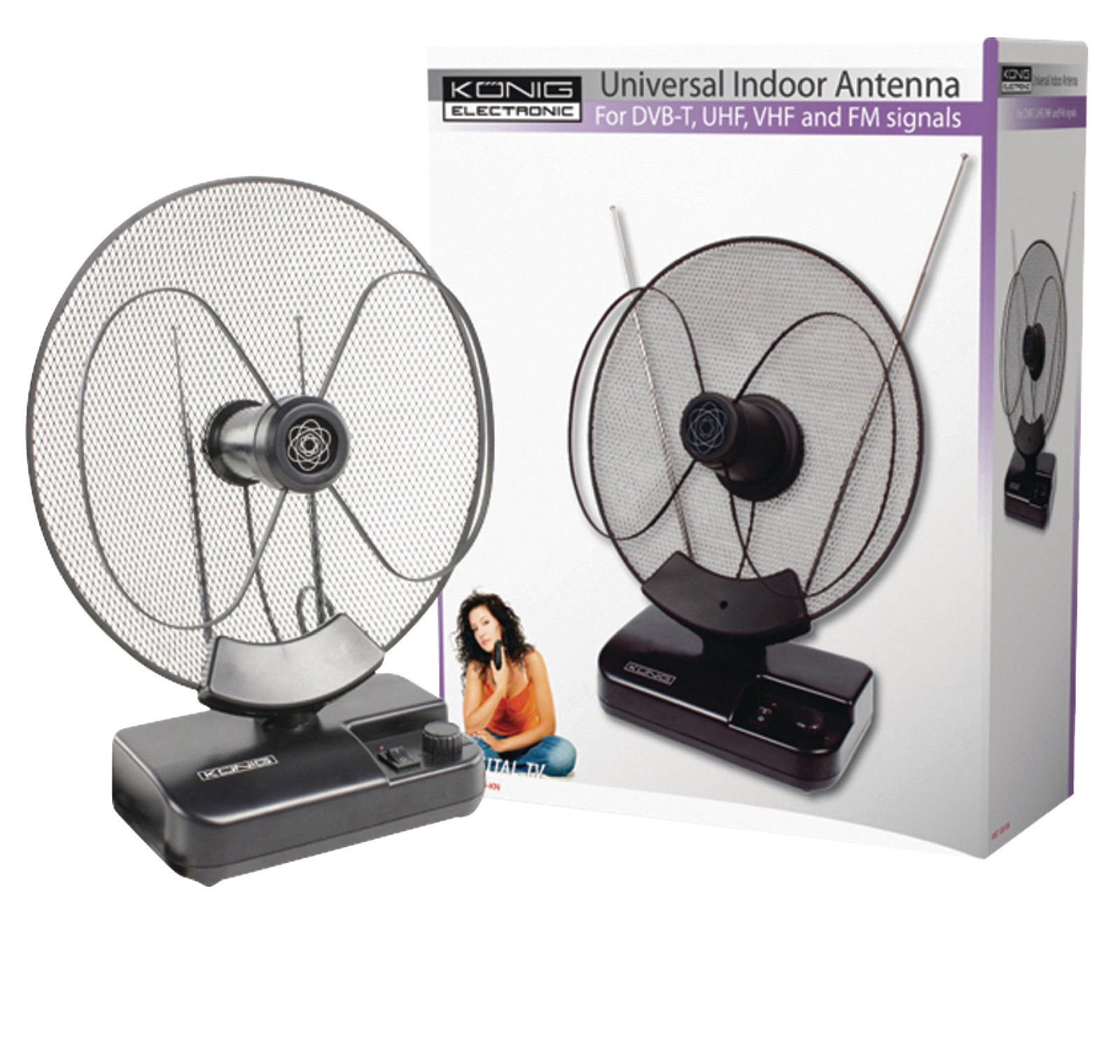 New Indoor Achieve 38dB Computerised DVB-T T2 FM DAB Freeview Aerial Antenna for TV HDTV - Image 2